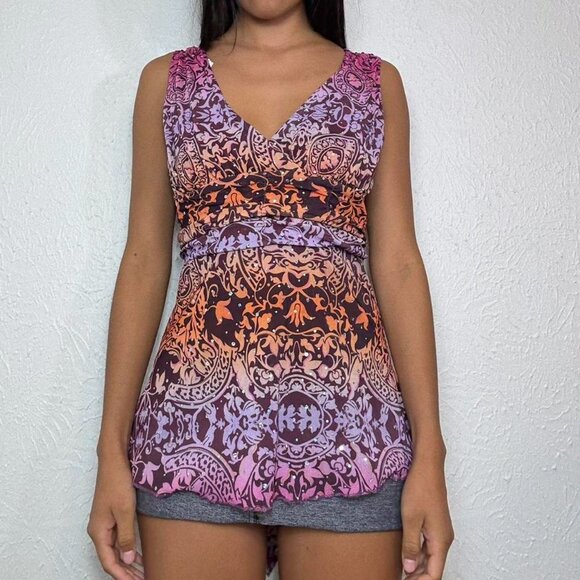 Y2k BOHO OMBRÉ PRINT AND SEQUIN TANK TOP - Picture 4 of 4